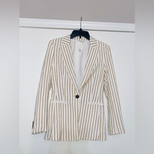 White Striped Blazer Crinkle